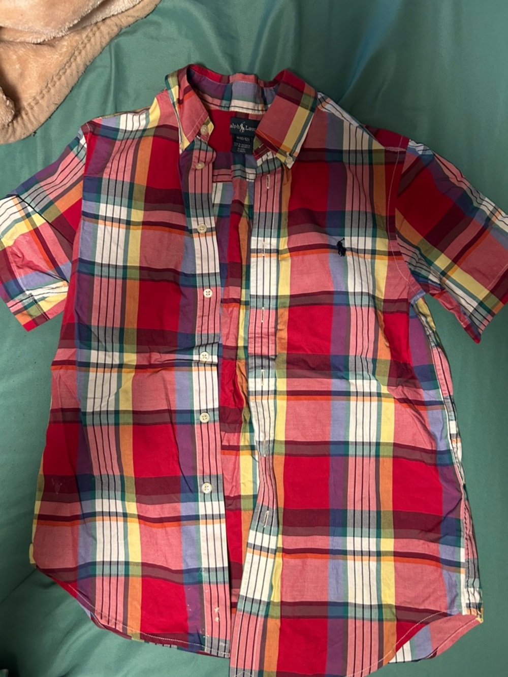 Ralph Lauren Multicolor Plaid Short-Sleeve Button-Down Shirt